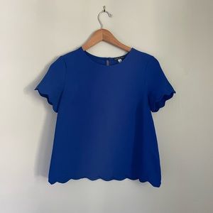 Blue Scalloped Blouse